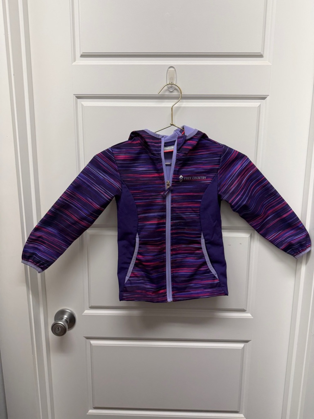 Free Country Girls' Purple & Magenta Striped Hooded Zip Jacket